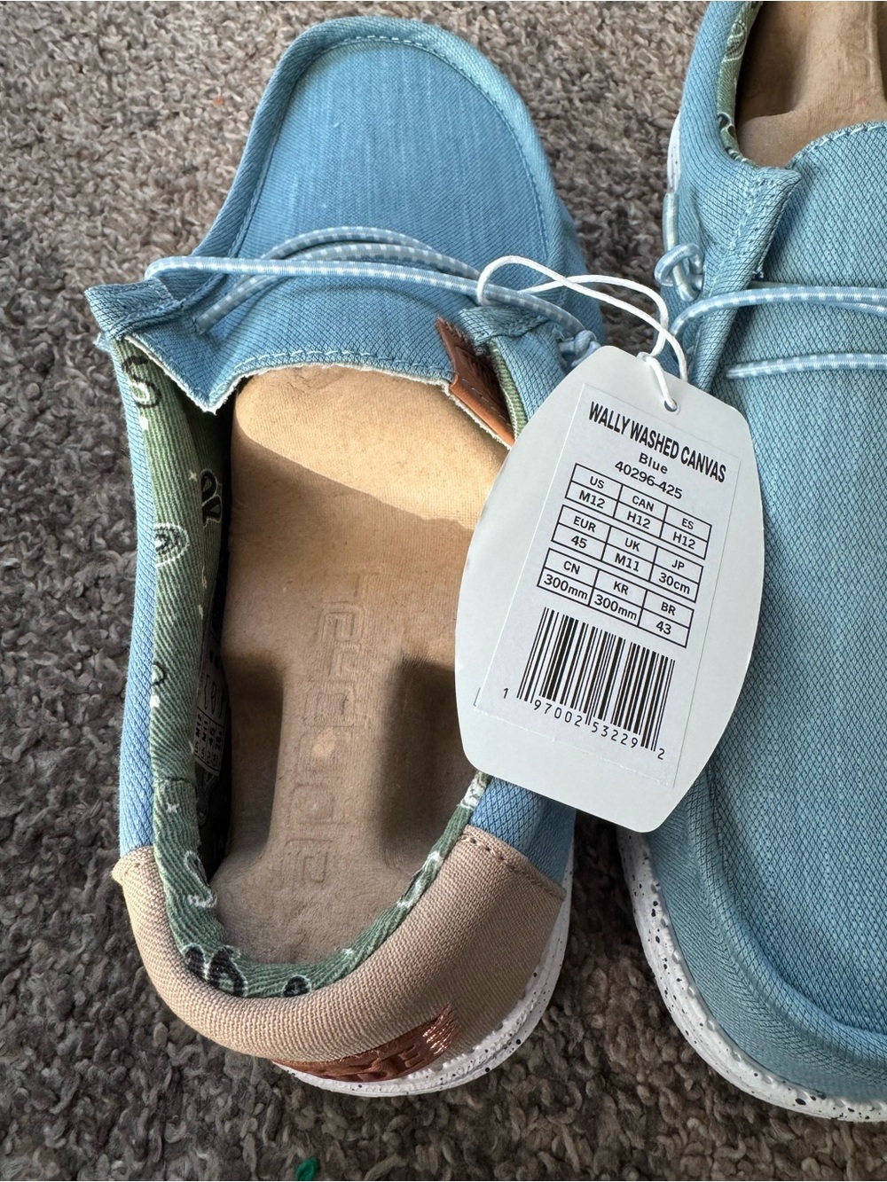 Hey Dude Wally Washed Canvas Slip-On Shoes- Blue